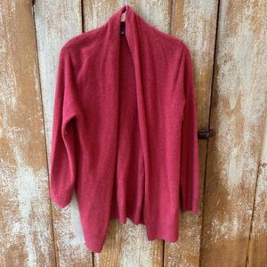Saks Avenue Women Red Lightweight Open Front Cardigan Sweater Size Small